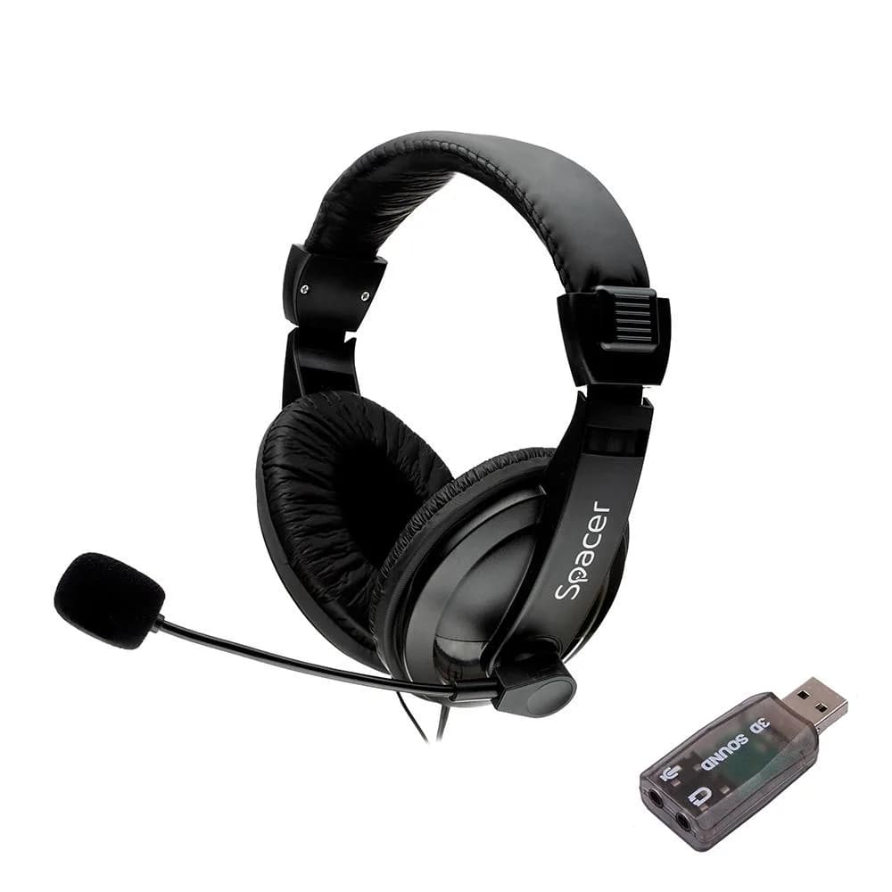 Casti Head-band SPACER SPK-222-USB, Cu fir, Negru