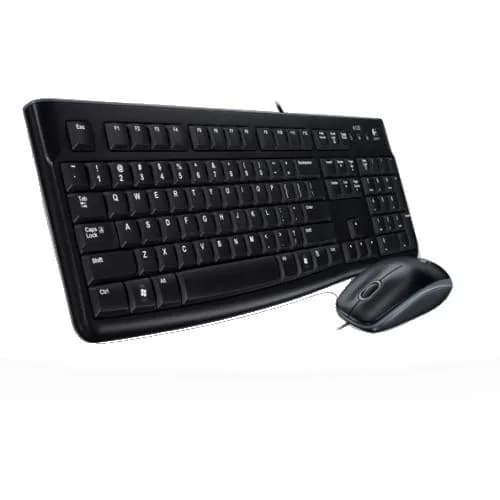 Kit Wired tastatura si mouse Logitech Desktop MK120, taste numerice, Negru