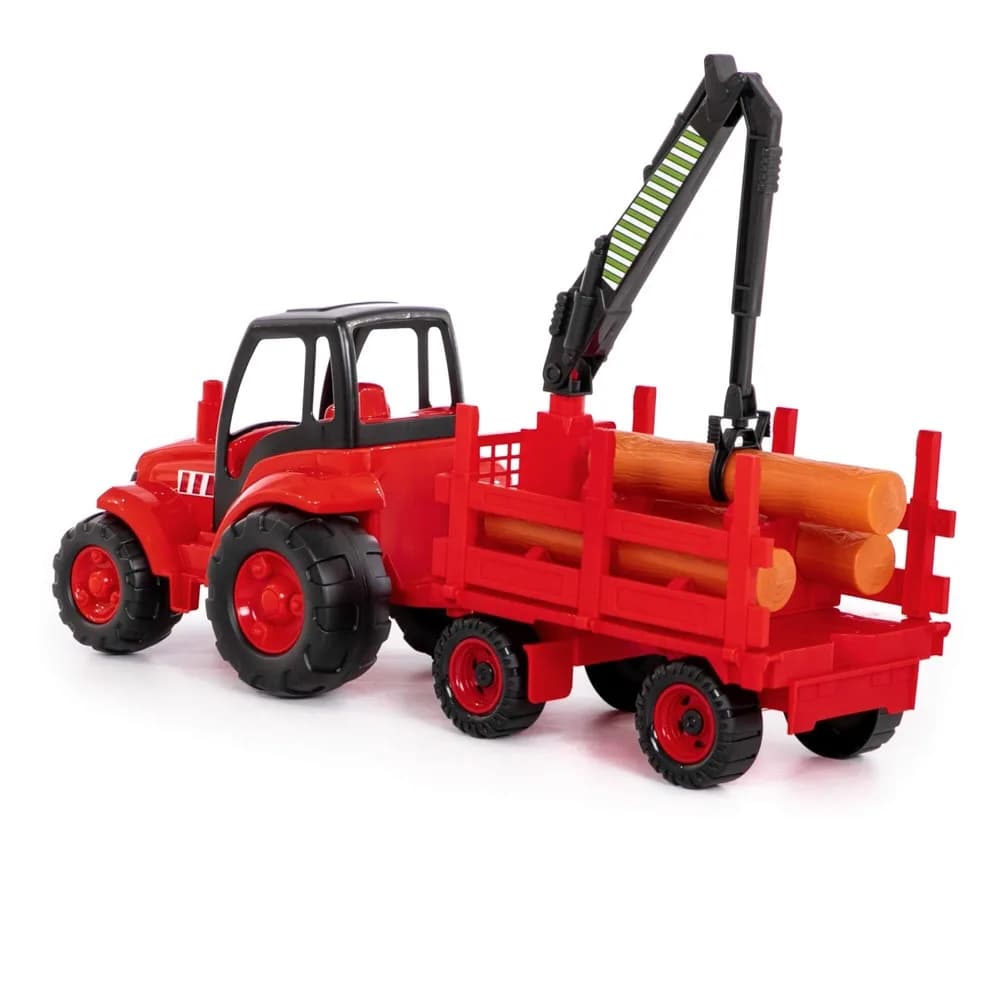 Tractor cu remorca lemne - Champion, 68x22x26 cm, Polesie — miniatură