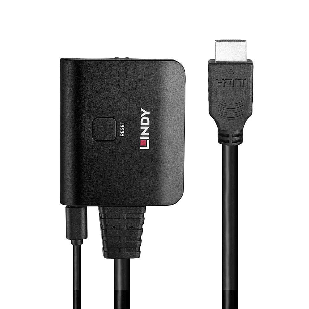Cablu Lindy 2 porturi HDMI 4K60, latime de banda suportata 18Gbps, Chipset: GSV2006, lungime cablu 500 mm negru — miniatură