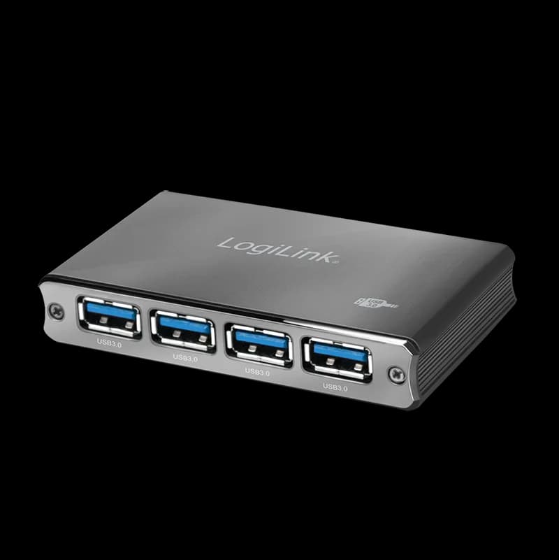 HUB extern LOGILINK, porturi USB: USB 3.0 x 4, conectare prin USB 3.0, aluminiu, gri, "UA0282" — miniatură