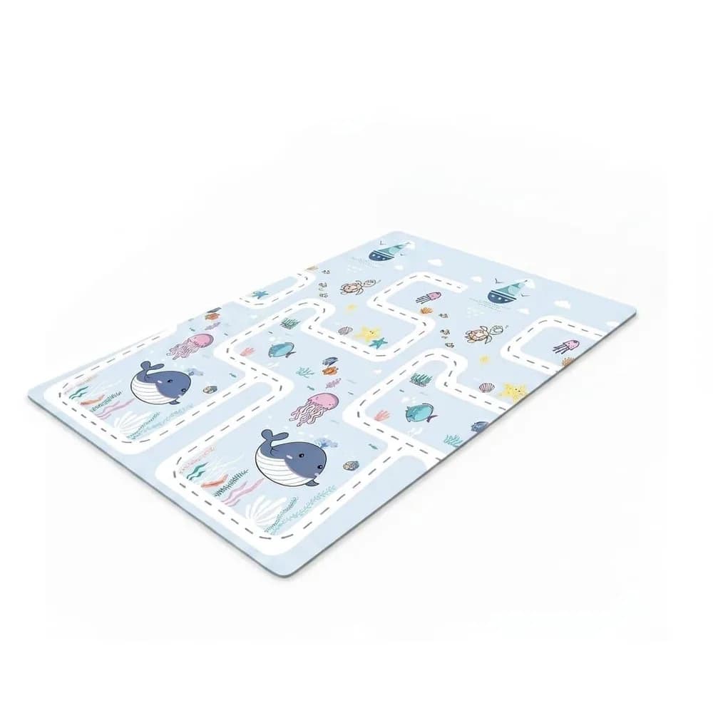 Covor de joaca pentru copii U-Grow, din spuma, pliabil, 2 fete, impermeabil, izolant, 180 x 120 x 1 cm, design marin — miniatură