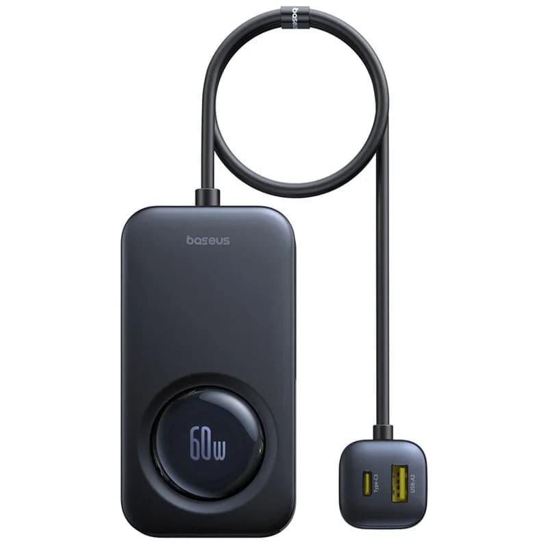 INCARCATOR auto Baseus PrimeTrip VW1, Quick Charge 60W, 2 x USB, 3 x USB Type-C, pt. bricheta auto, cablu retractabil, negru "C00069000121-00" - 6932172687465