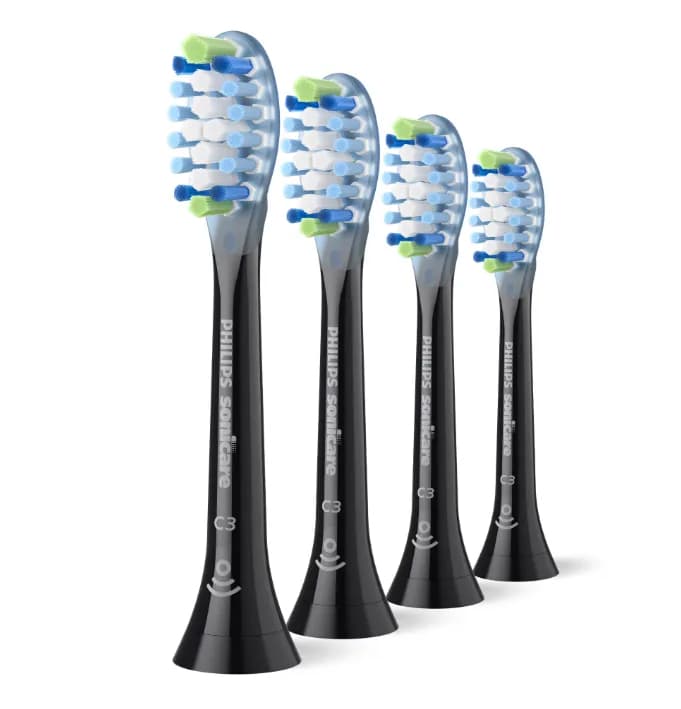Rezerve PHILIPS Sonicare Plaque Defence HX9044/88, Pachet de 4 capete de periere, Standard, Click-on, Sincronizarea modurilor BrushSync, Negru, L x A x I (mm) 60x25.7x230.5 — miniatură