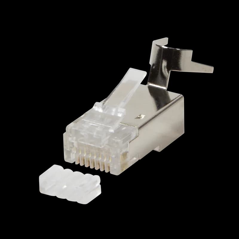 MUFA RJ-45 LOGILINK pt. cablu UTP, FTP, SFTP,Cat5e|Cat6|Cat6a|Cat7|Cat7a|Cat8.1, RJ-45 (T), ecranat, plastic cu metal, pt. AWG 22-24, dim. cablu 8mm, pt. cablu solid Cat.6A si Cat.7, 10 buc, "MP0030"