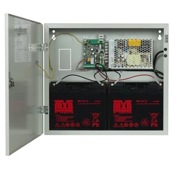 Sursa de alimentare pentru sisteme de detectie incendiu 24V/10A in cutie metalica Merawex ZSP100-10A-18, loc pentru 2 acumulatori 12V/18Ah. Tensiune de intrare: 100/230VAC, eficiență ridicată sub sarcină și consum redus, comunicare RS-232 / RS-485, rata scăzută de eșec (0,5% în trei ani), ieșiri