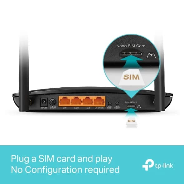 ROUTER TP-LINK wireless. 4G LTE (desktop), 1600Mbps. 3 porturi 10/100/1000Mbps + 1 WAN/LAN Gigabit, Dual Band "Archer MR600" — miniatură
