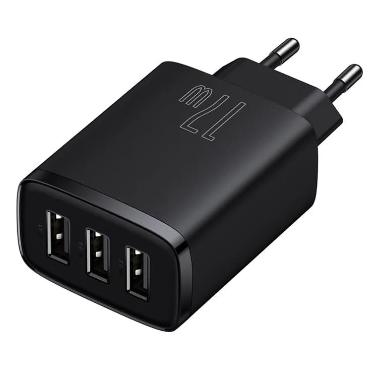 INCARCATOR retea Baseus Compact, Fast Charge 17W, 3 x USB 5V/2.1A, negru "CCXJ020101" - 6932172606961