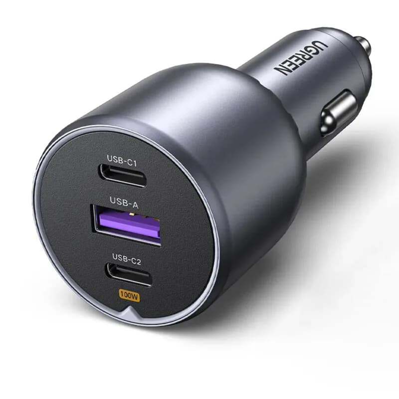 INCARCATOR auto Ugreen, "EC705" 1 x USB, 2 x USB Type-C total output 130W, pt. bricheta auto, negru "35025" — miniatură