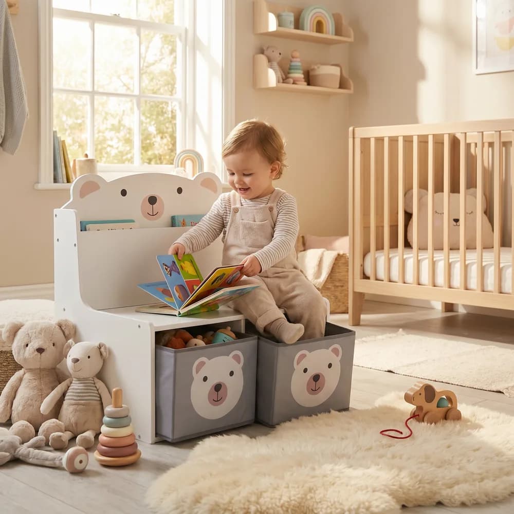 Bancuta cu spatiu de depozitare jucarii si carti Bear, U-Grow — miniatură