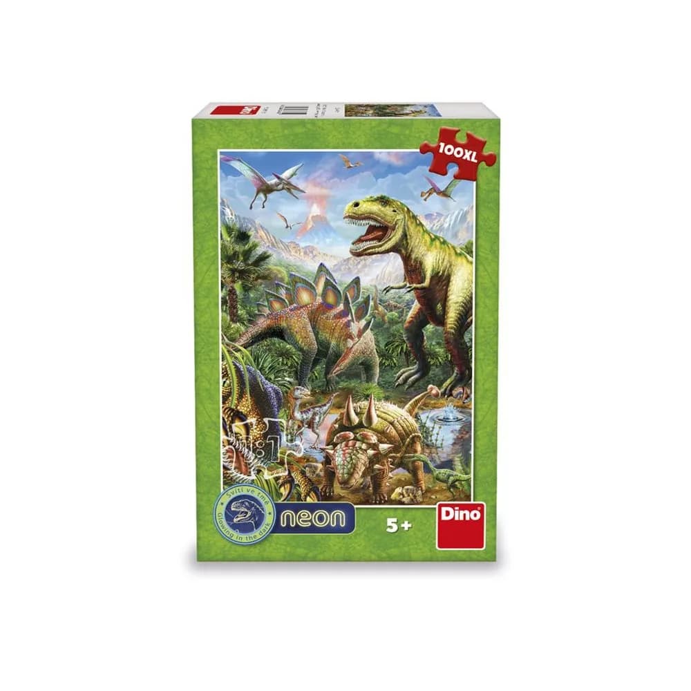 Puzzle 100 piese, neon, Dinozauri - DINO TOYS — miniatură