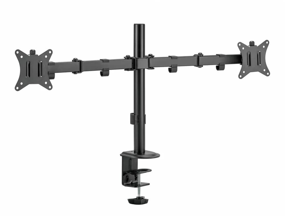 Suport 2 monitoare SeriouxMM66-C024, brat articulat monitor, compatibilitate dimensiune ecran 17"-32", greutate maximă suportata: (per ecran): 9kg, VESA: 75x75, 100x100, inclinare: +45°~-45°, pivotare: +90°~-90°, rotația ecranului: + 180°~-180°, instalare: clemă, grommet — miniatură