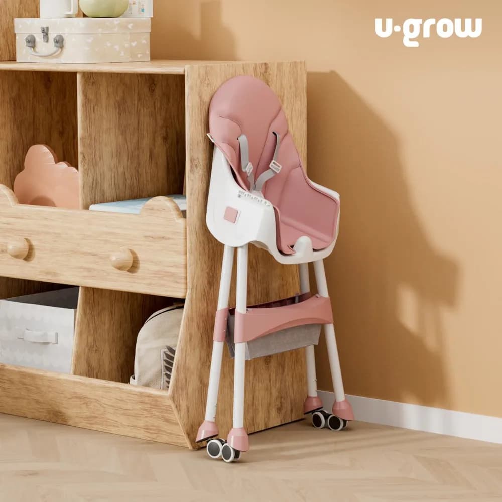 Scaun de masa 2 in 1, pliabil, roz, U-Grow — miniatură