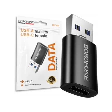 ADAPTOR Borofone "BV26B", USB 3.0 (T) to USB Type-C (M), corp metalic, negru "6941991123993"