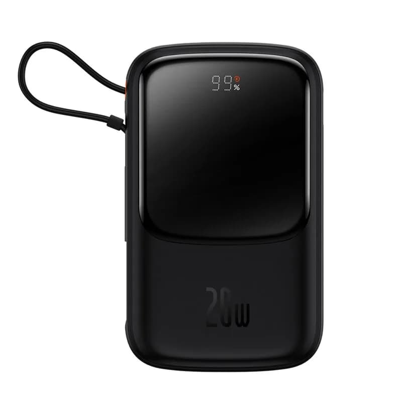 POWER BANK Baseus Qpow Pro Digital Display, 20000mAh, 20W, 1 x cablu integrat Iphone Lightning output, 1 x USB, 1 x USB Type-C, negru, "PPQD040001" - 6932172619671