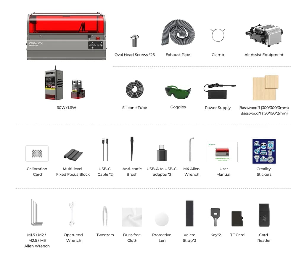 Gravator laser Creality Laser Falcon 2 Pro – 60 W + 1,6 W Laser Module — miniatură