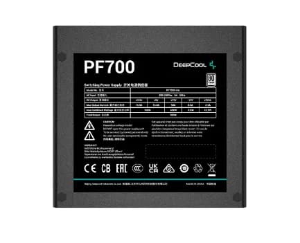 SURSA DEEPCOOL PF700, 700W(real), 120mm silent fan, 80 PLUS White, 4x PCI-E (6+2), 6x S-ATA, "R-PF700D-HA0B-EU" — miniatură