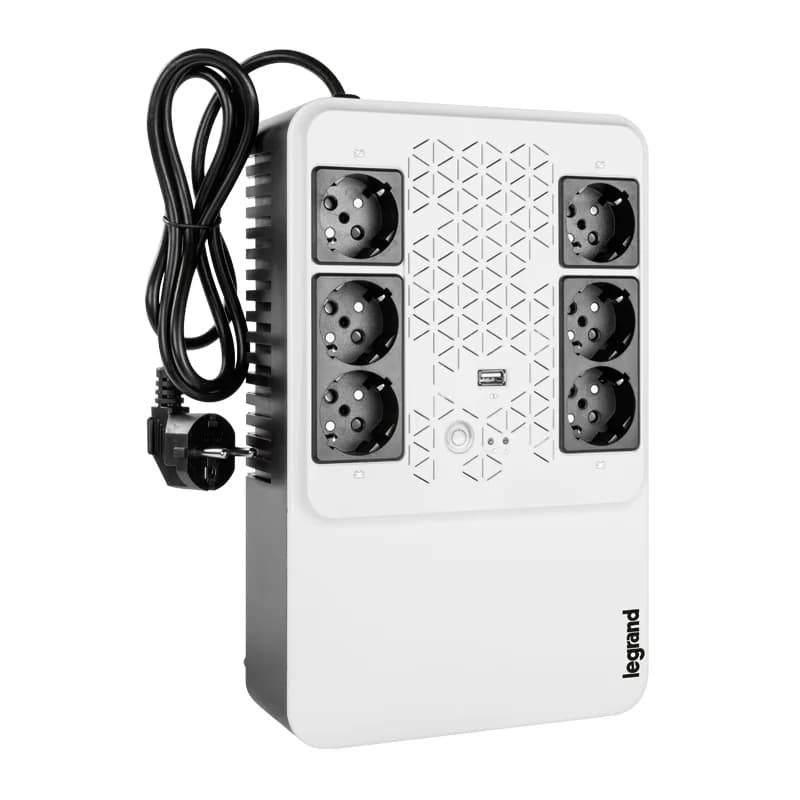 UPS LEGRAND, "Keor Multiplug", Line Int. cu management, brick, 600VA/360W, AVR, Schuko x 6, 1 x baterie 12V/7.2Ah, back-up 1 - 10 min., "LN310081"