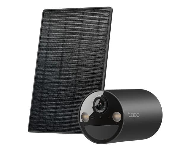 Solar-Powered Security Camera Kit 1 × Tapo C411, 1 × Tapo A201 SPEC:1080p (1920*1080), 2.4 GHz, Solar panel (5.2V, 2.5W) FEATURE: Non-Stop Power, Flexible Solar Installation, Smart Detection and Notifications (motion, people), Color Night Vision, Sound and Light Alarm, Remote Control, Two-Way Audio