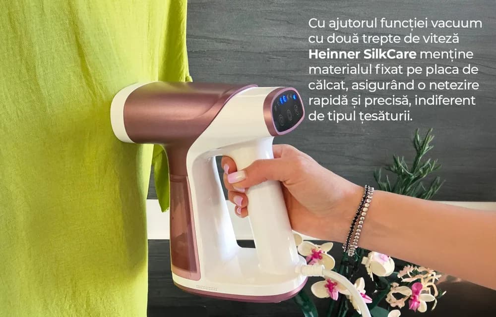 Aparat de călcat vertical cu funcție vacuum HEINNER SilkCare HGS- A1500VPNK — miniatură