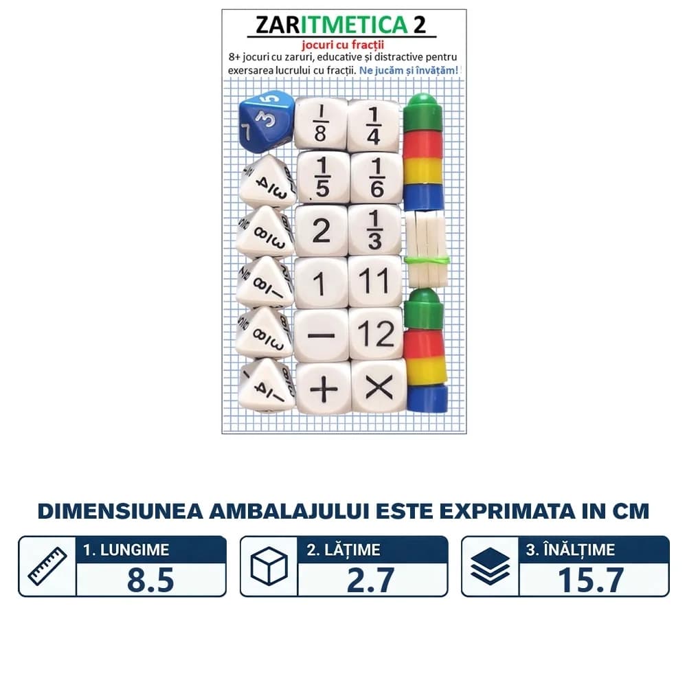 Joc educativ cu zaruri, Zaritmetica 2, fractii — miniatură