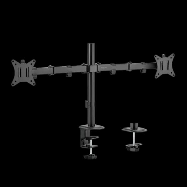SUPORT de birou LOGILINK, pt 2 TV/monitor, plat, diag. max 32 inch, rotatie, inclinare, pivotare, orizontala, verticala, totala, max 9 Kg x 2, "BP0172" — miniatură