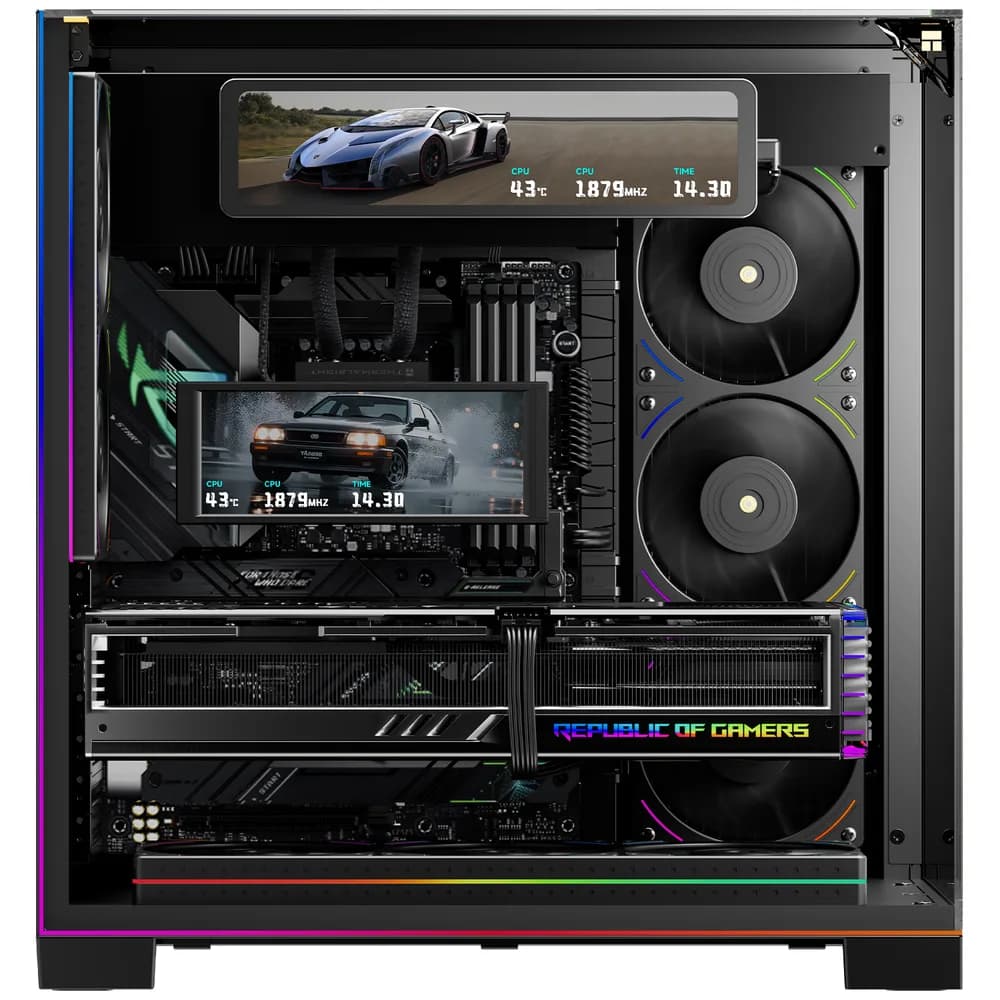 Afisaj digital Thermalright "Trofeo Vision LCD Black", ecran LCD secundar pentru carcasa PC, IPS 6.86", rezolutie 1280x480, USB Type-C, suport magnetic, compatibil software TRCC, negru, 187.2x72.1x21mm, "Trofeo Vision LCD Black" — miniatură
