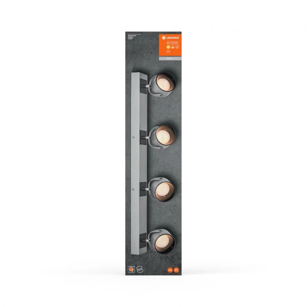 Spot LED cvadruplu ajustabil Ledvance DECOR JUPITER, 22W, 2000 lm, lumina calda (3000K), IP20, 700mm, Argintiu, clasa energetica F