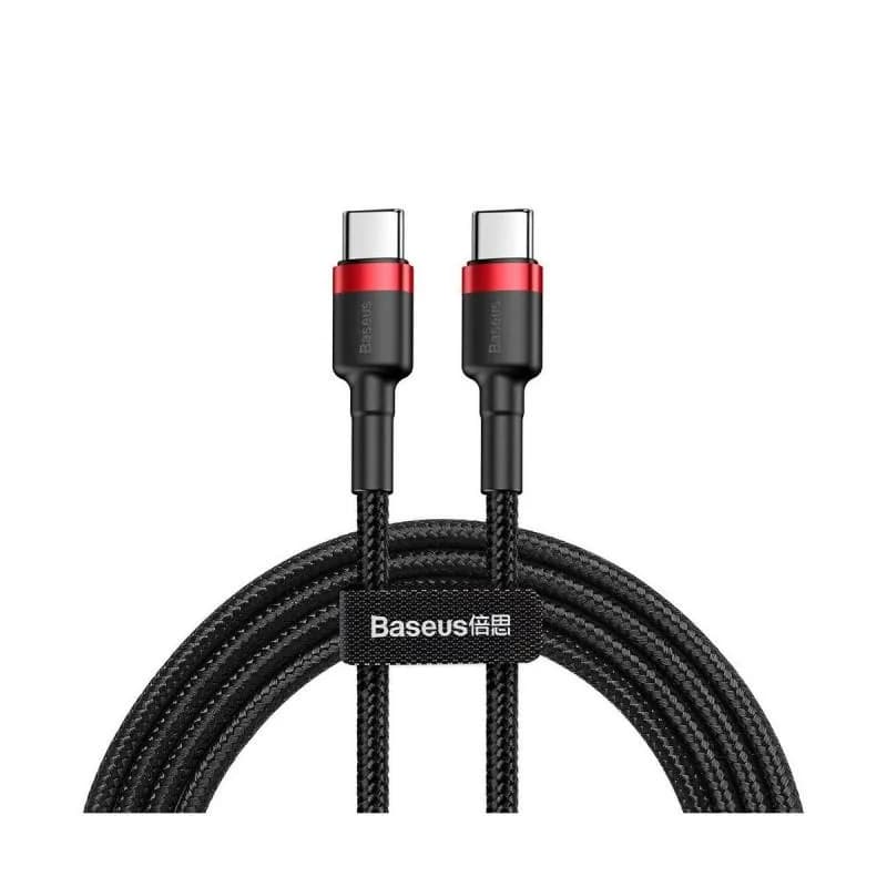 Cablu alimentare si date Baseus Cafule, Fast Charging Data Cable pt. smartphone, USB Type-C la USB Type-C 3A / 60W, 2m, rosu + negru