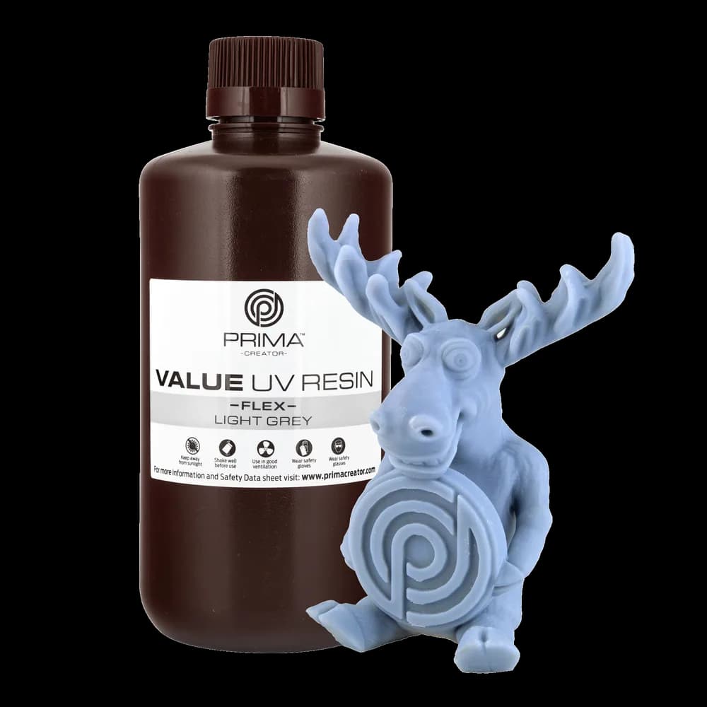 Rășină 3D PrimaCreator Value Flex UV – 1 kg – Light Grey
