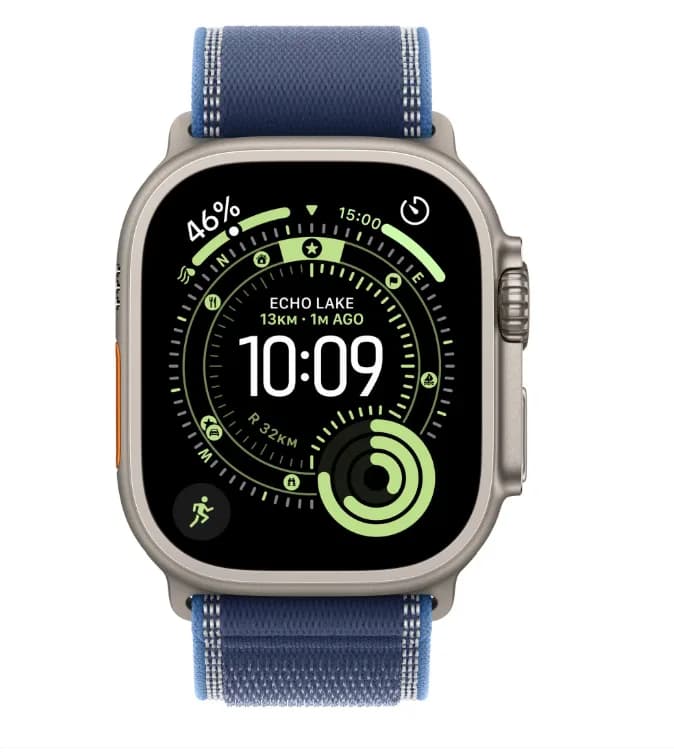 Apple Watch Ultra 3 GPS + Cellular 49mm Natural Titanium Case with Blue/Bright Blue Trail Loop - M/L