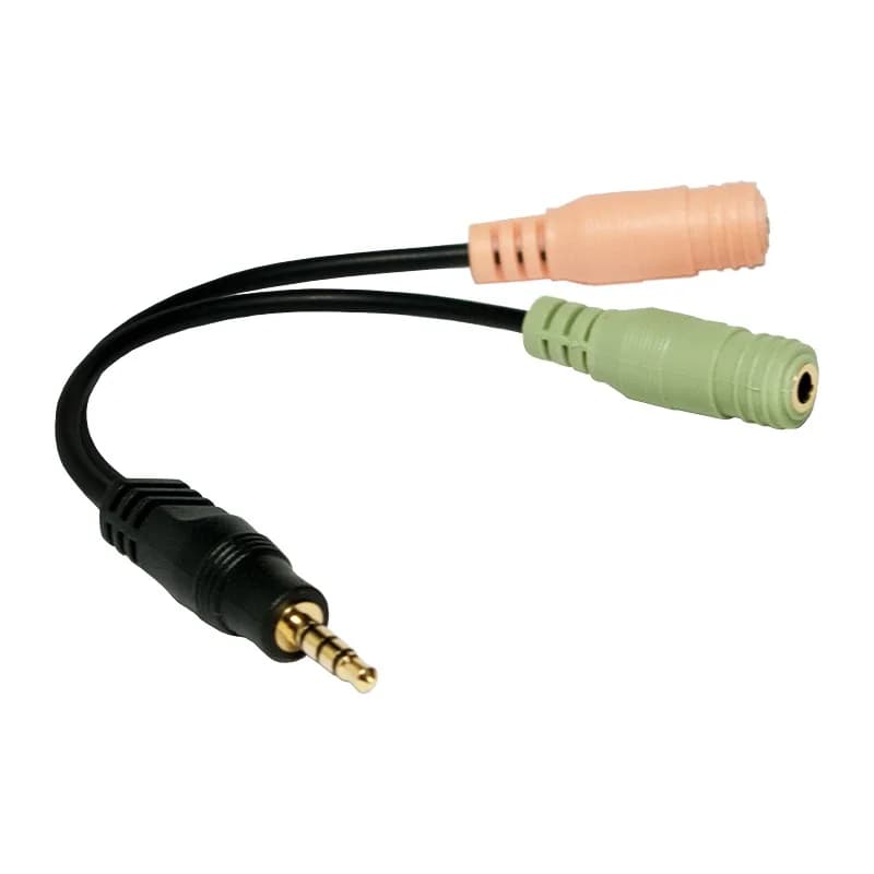 ADAPTOR audio LOGILINK stereo 3.5 stereo (1 x 3.5mm 4-pin T la 2 x 3.5" 3-pin M), 15cm, "CA0021" — miniatură