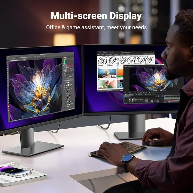 CABLU video Ugreen, "DP119" DP (T) la HDMI (T) 4K la 60Hz, lungime 2m, negru "15774" - 6941876217748 — miniatură