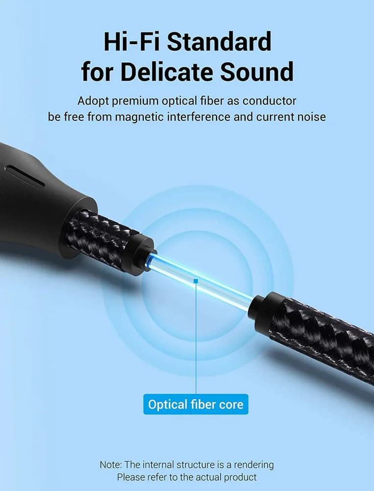 Cablu optic audio Vention, S/PDIF (T) la S/PDIF (T), 5.1 canale, 1.5m, conectori auriti, gri, "BAVHG" — miniatură