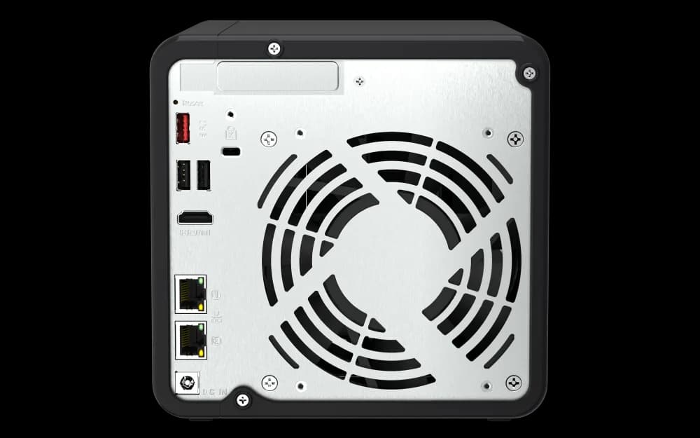 NAS QNAP 464 4-Bay, CPU Intel Celeron N5105/N5095 4-core/4-thread Processor, RAM 8 GB DDR4 (onboard, not expandable), HDD 4 x 2.5"/3.5" SATA 6Gbps + 2 x M.2 2280 PCIe Gen 3 x1 SSD slots (neincluse), LAN: 2 x 2.5GbE (optional 10GbE expansion via a PCIe card), USB3.2 Gen2: 2 x Type-A USB2.0: 2, tower — miniatură