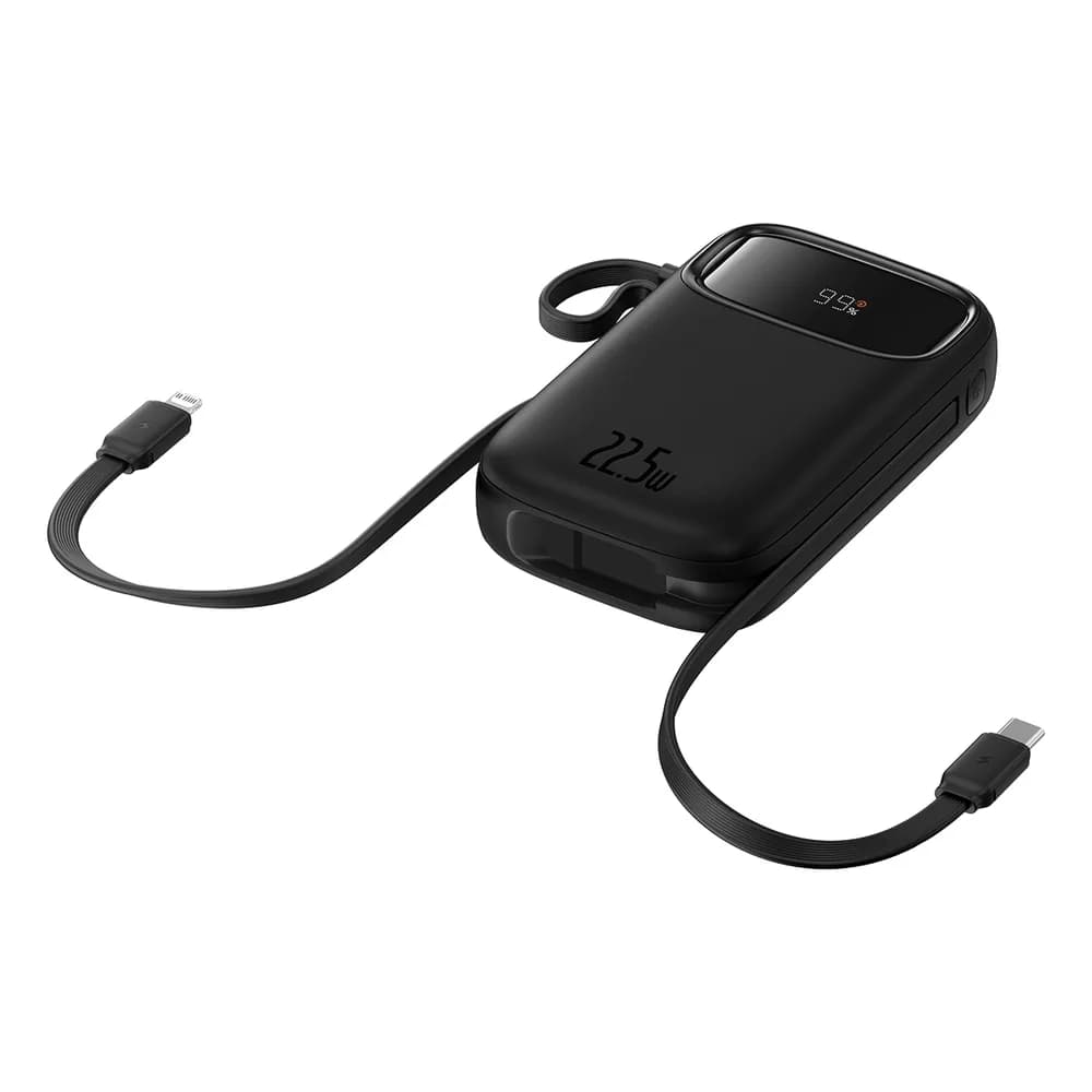 POWER BANK Baseus EnerFill FC31, 20000mAh, 22.5W, display, 1 x USB, cablu integrat USB Type-C si Iphone Lightning, negru, "P10082107123-00" - 6932172691196 — miniatură