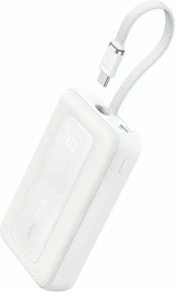 POWER BANK Anker "Zolo" 10.000 mAh, 30W, cablu USB-C incorporat, 2 x USB-C, 1 x USB-A, PD, QC, alb, "A1689H21" - 0194644201142