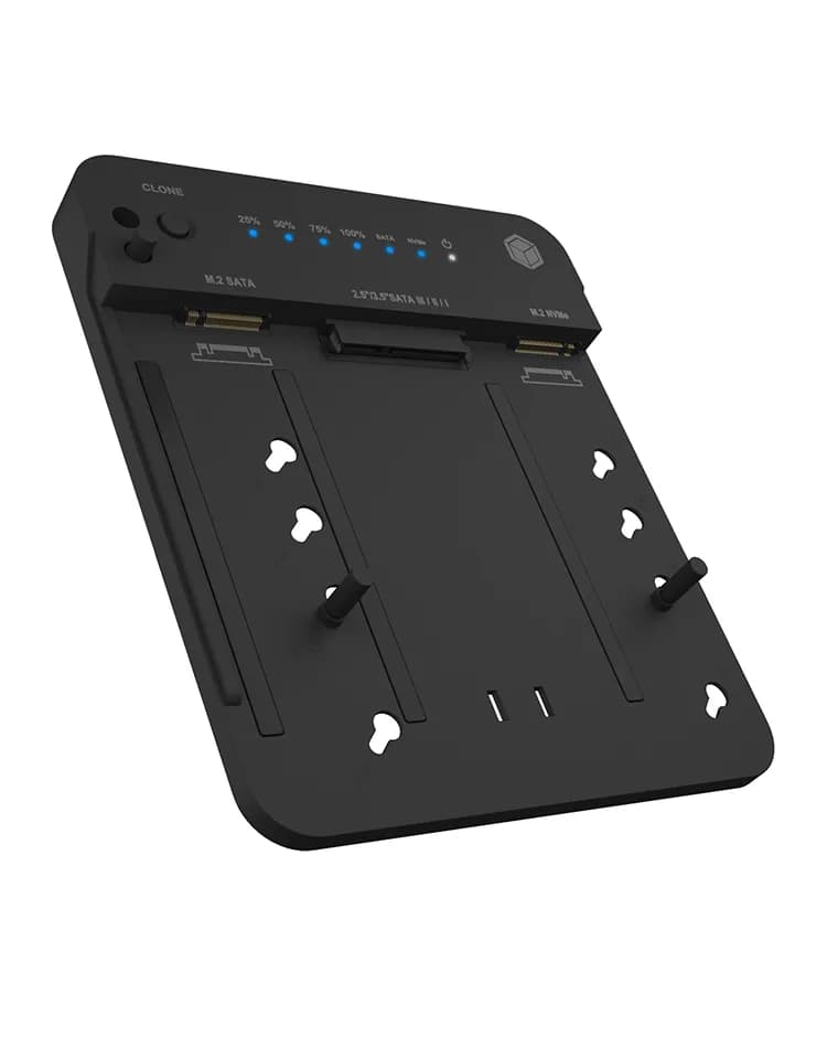 DOCKING STATION Icy Box, pentru clonat de la HDD/SSD 2.5" si 3.5" SATA, la M.2 PCIe NVMe SSD, bidirectional, LED, USB 3.2 Gen2 Type-C, negru, "IB-2915MSCL-C31" 9