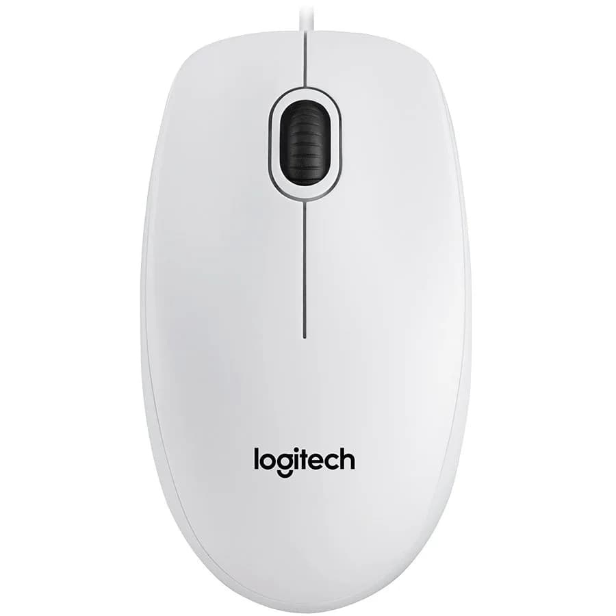 MOUSE LOGITECH, "B100", PC sau NB, cu fir, USB, optic, 800 dpi, butoane/scroll 3/1, alb, "910-003360"
