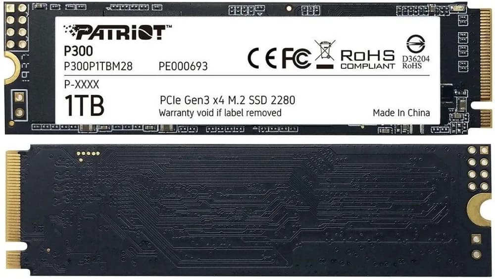 SSD PATRIOT, P300, 128GB, M.2, PCIe Gen3.0 x4, 3D TLC Nand, R/W: 1600 MB/s/600 MB/s MB/s, "P300P128GM28" — miniatură