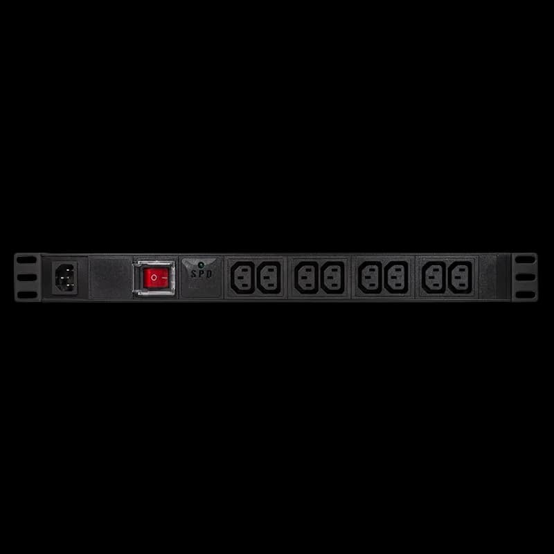 PDU LOGILINK 1U pt. rack 19 inch, 8 prize IEC, intrare IEC, max 10 A, protectie supratensiune, ON/OFF, IP20, negru, "PDU8A02"
