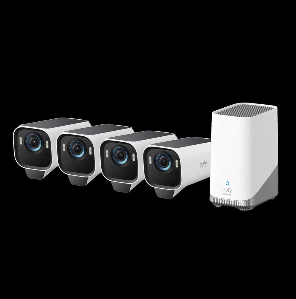 Sistem supraveghere 4+1 Anker "eufyCam S3 Pro", 4K, Wi-Fi 2.4 GHz, bullet, wireless, 16GB EMMC + 16TB extern, exterior, panou solar, AI, color night vision, detectie miscare, IP67, HomeBase S380, "T88943W1" - 0194644298692
