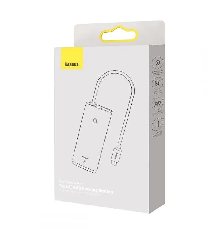 DOCKING Station Baseus Lite, conectare PC USB Type-C, USB 3.0 x 2, USB Type C x 1 PD, HDMI x 1/4K/30Hz, card reader SD/microSD, negru "WKQX050101" - 6932172606343 — miniatură