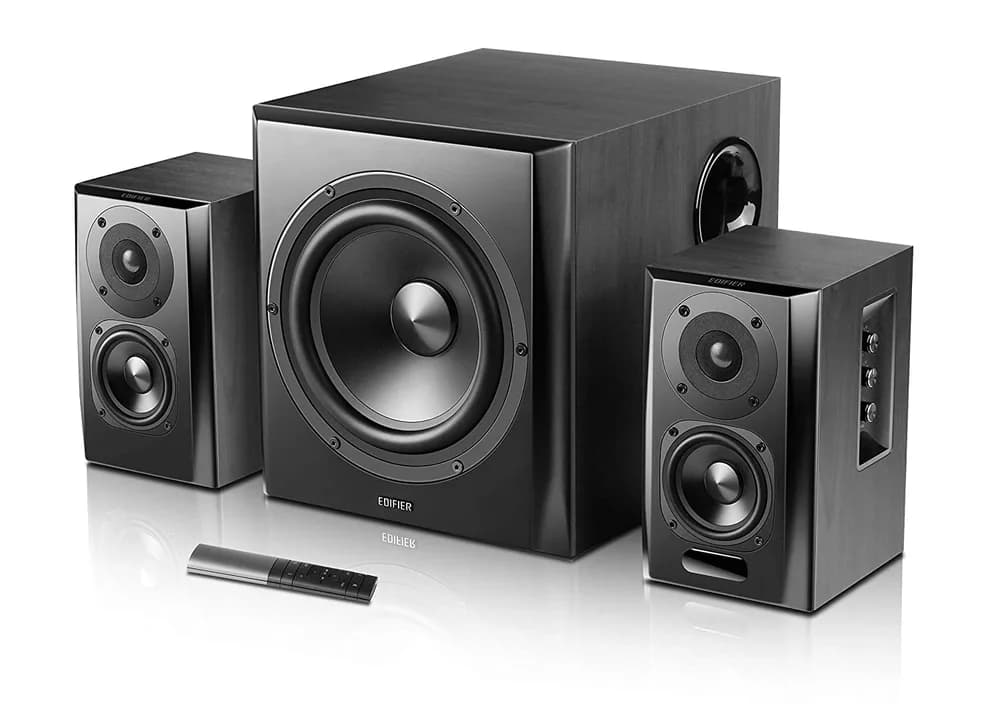 BOXE EDIFIER 2.1, RMS: 150W (2 x 25W, 2 x 15W, 1 x 70W), bluetooth, telecomanda wireless, volum, bass, treble, optical, black, "S351DB-BK" — miniatură