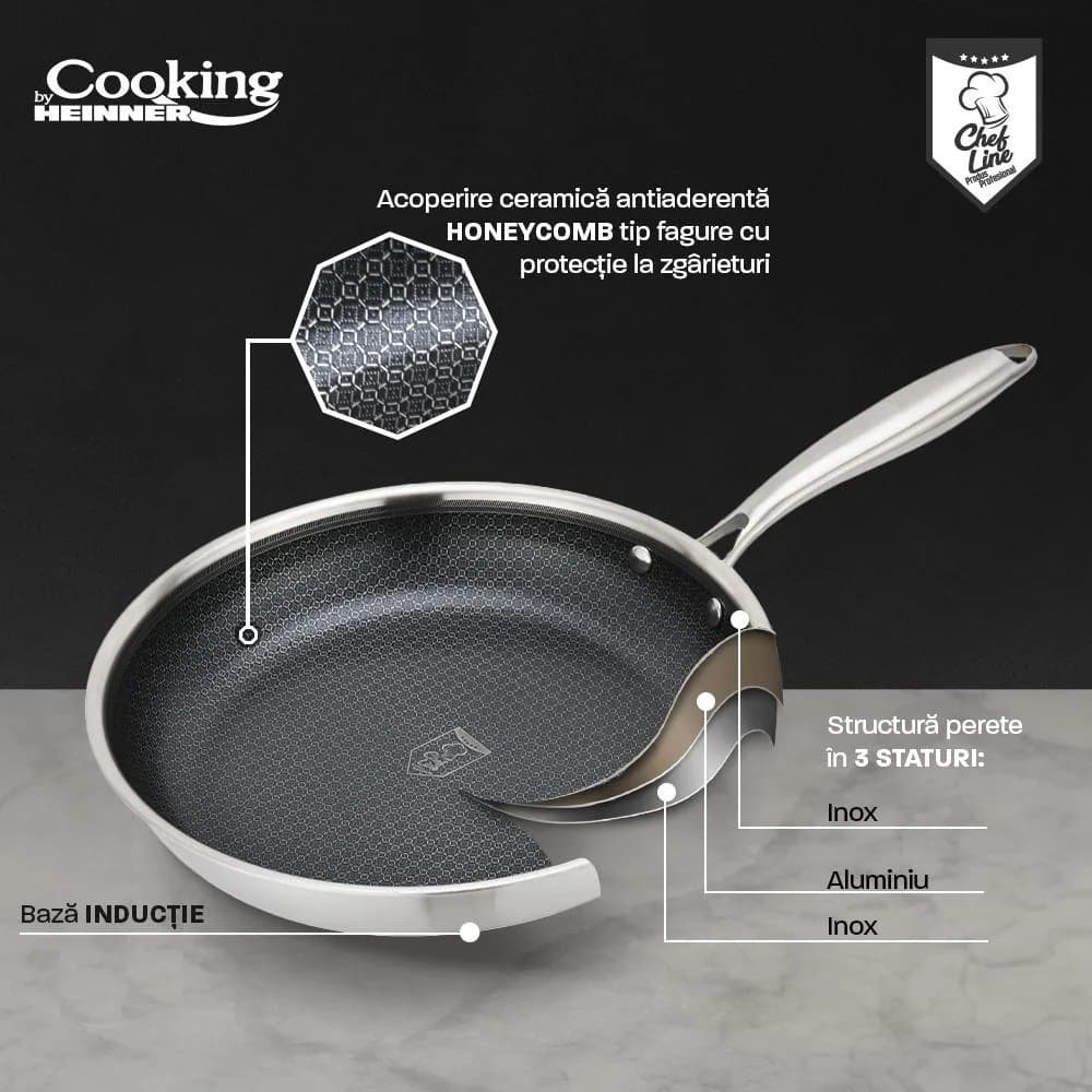 TIGAIE INOX IN 3 STRATURI 24X4.5 CM, TITANIUM3, COOKING BY HEINNER — miniatură