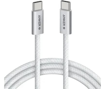 Cablu alimentare si date Anker Zolo, 1m, USB Type-C (T) la USB Type-C (T), 240W, invelis nylon, braided, alb, "A8060H21" - 0194644288761