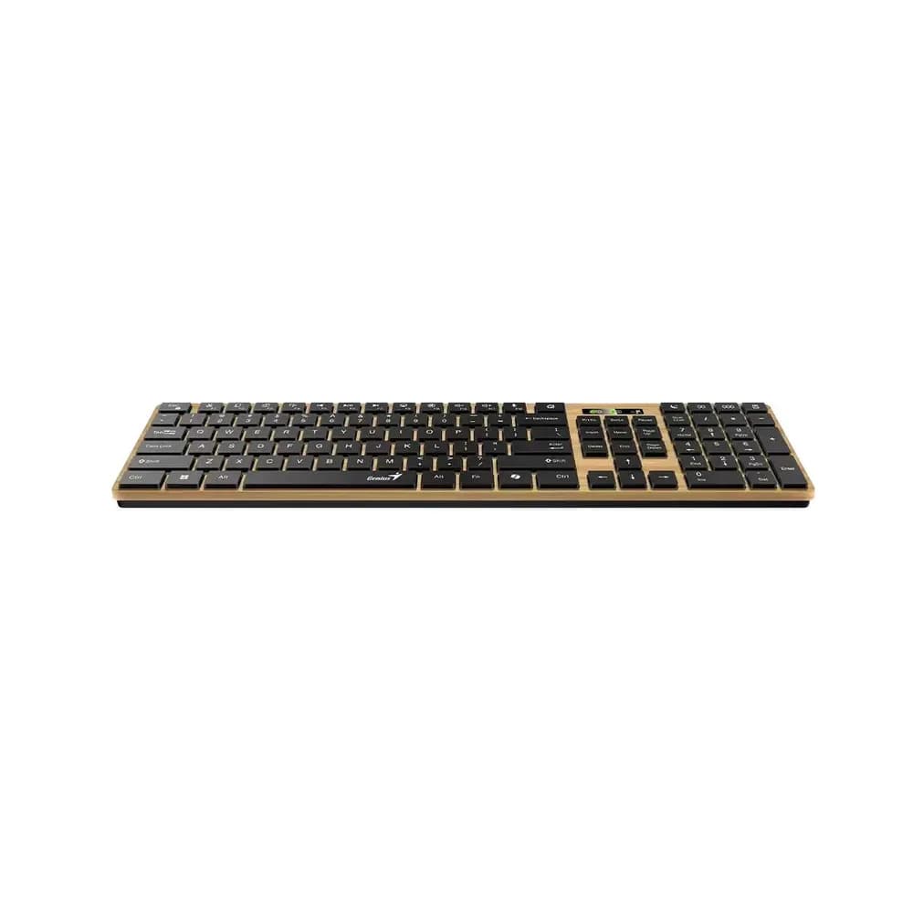 TASTATURA Genius "SlimStar 7250BT", wireless 2.4GHz+Bluetooth, 104 taste slim, tasta Copilot, lemn - negru, "31320004400" 4710268263005 — miniatură
