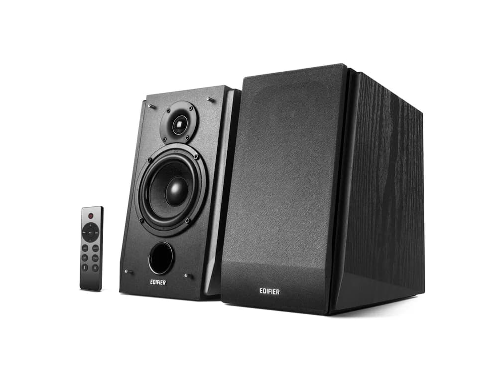 BOXE EDIFIER 2.0, RMS: 70W (2 x 16W, 2 x 19W), bluetooth, telecomanda wireless, volum, bass, treble, optical, coaxial, matte-black, "R1855DB-MB" — miniatură