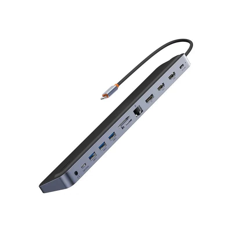 DOCKING Station Baseus EliteJoy Gen2 12-in-1, conectare PC USB-C,HDMIx2,USB3.0x3,PDx1,DPx1,SD/TFx1,RJ45x1,Type-C Datax1,jack 3.5mmx1, gri "WKSX030213" - 6932172613877 — miniatură