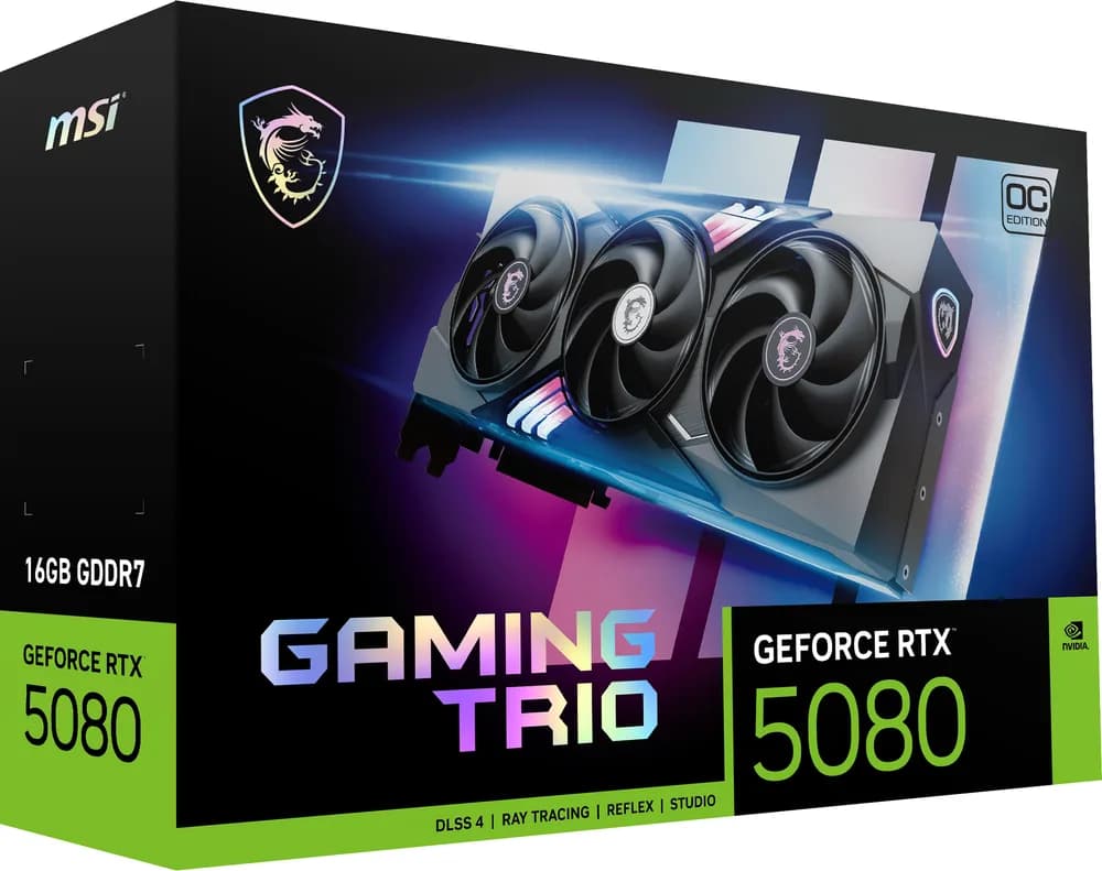 MSI GEFORCE RTX 5080 16G GAMING TRIO OC "GEFORCE RTX 5080 16G GAMING TRIO OC" — miniatură